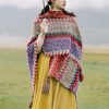 Xale Tibetano de Malha com Franjas Tibetan Knitted Tassel Shawl
