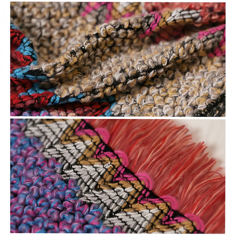 Xale Tibetano de Malha com Franjas Tibetan Knitted Tassel Shawl