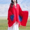 ポケット付きチベット幾何学模様マント Tibetan Geometric Mandala Shawl with Pockets