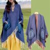 ポケット付きチベット幾何学模様マント Tibetan Geometric Mandala Shawl with Pockets
