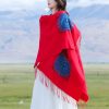 ポケット付きチベット幾何学模様マント Tibetan Geometric Mandala Shawl with Pockets