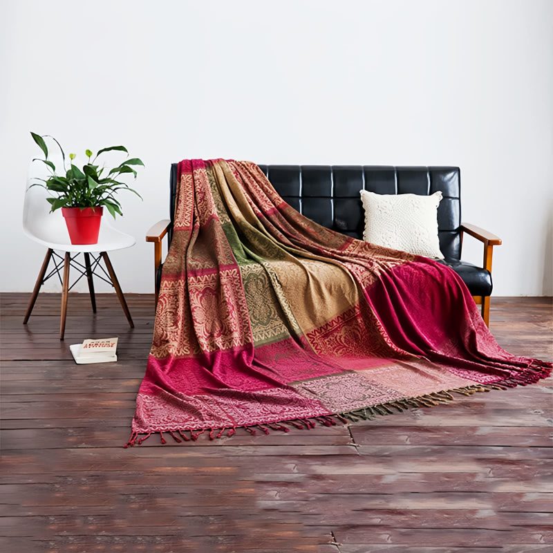 Mantas Tibetanas Teñidas a Mano Multicolores Tibetan Multicolored Hand-Dyed Blanket