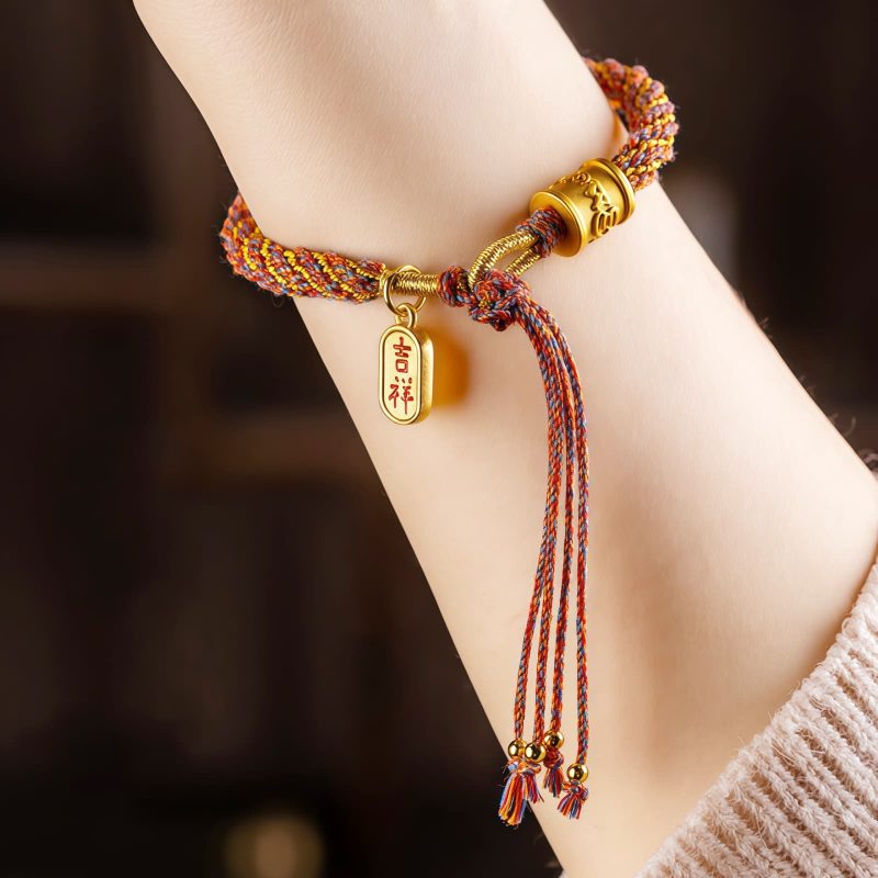 Gelang Pesona Ruyi Om Mani Padme Hum Berwarna-warni Tibet Tibetan Multicolored Om Mani Padme Hum Ruyi Charm Bracelet