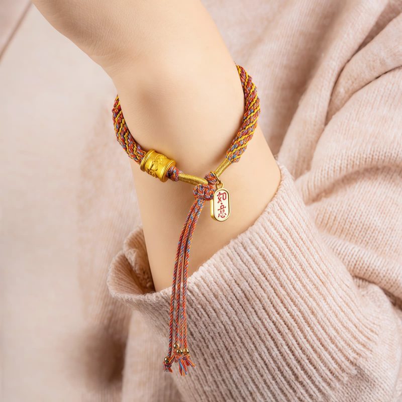 Gelang Pesona Ruyi Om Mani Padme Hum Berwarna-warni Tibet Tibetan Multicolored Om Mani Padme Hum Ruyi Charm Bracelet