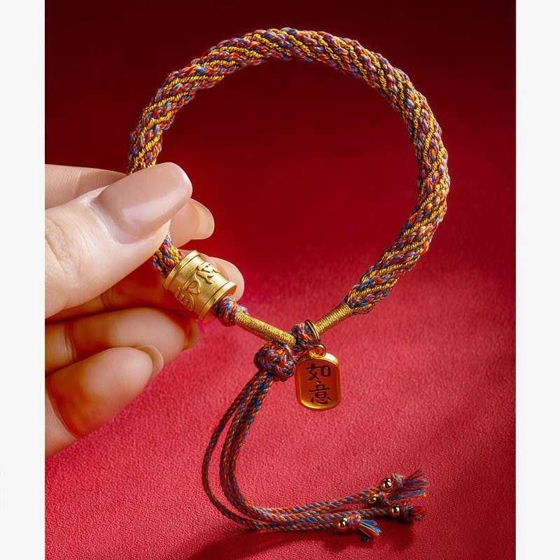 Gelang Pesona Ruyi Om Mani Padme Hum Berwarna-warni Tibet Tibetan Multicolored Om Mani Padme Hum Ruyi Charm Bracelet