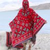 Chaleco con capucha de patrón triangular tibetano Tibetan Triangle Pattern Hooded Shawl