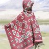 Chaleco con capucha de patrón triangular tibetano Tibetan Triangle Pattern Hooded Shawl