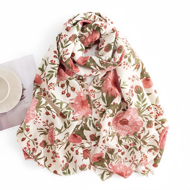 Chal cálido con estampado floral tibetano Tibetan Warm Floral Print Shawl