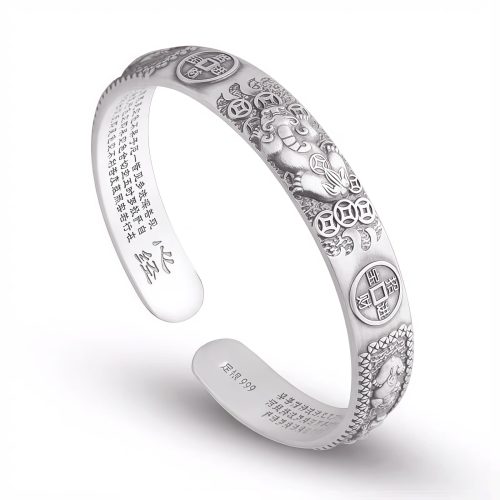 Pulseira Tibetana de Cobre Branco para Abundância de Riqueza Pulseira Tibetana de Cobre Branco para Abundância de Riqueza