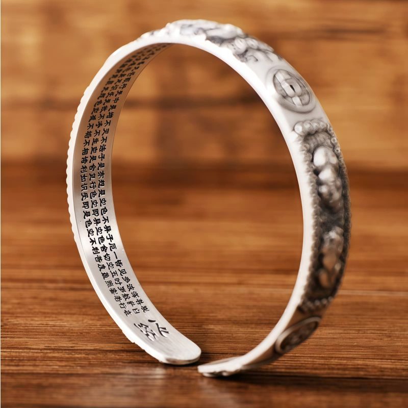 Pulsera de Abundancia de Riqueza de Cobre Blanco Tibetano Tibetan White Copper Wealth Abundance Bracelet