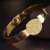 Pulsera Tibetana de Acero de Titanio con Símbolos Yin Yang y Loto Tibetan Titanium Steel Yin Yang Lotus Bracelet
