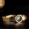 Pulsera Tibetana de Acero de Titanio con Símbolos Yin Yang y Loto Tibetan Titanium Steel Yin Yang Lotus Bracelet