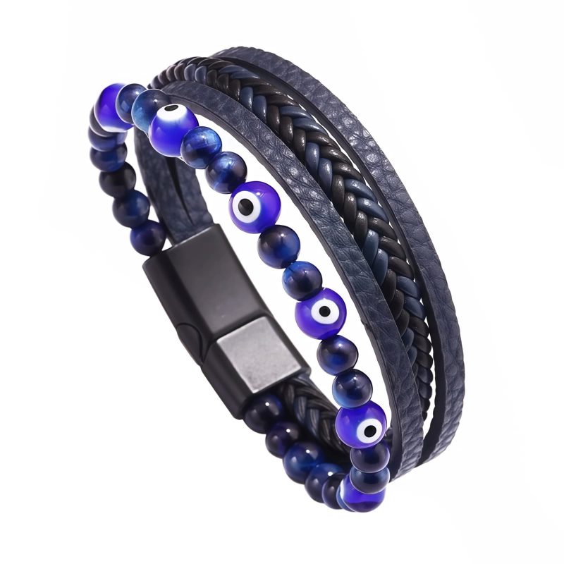 Pulseira de Proteção Olho Grego com Olho de Tigre Tiger Eye Evil Eye Protection Bracelet