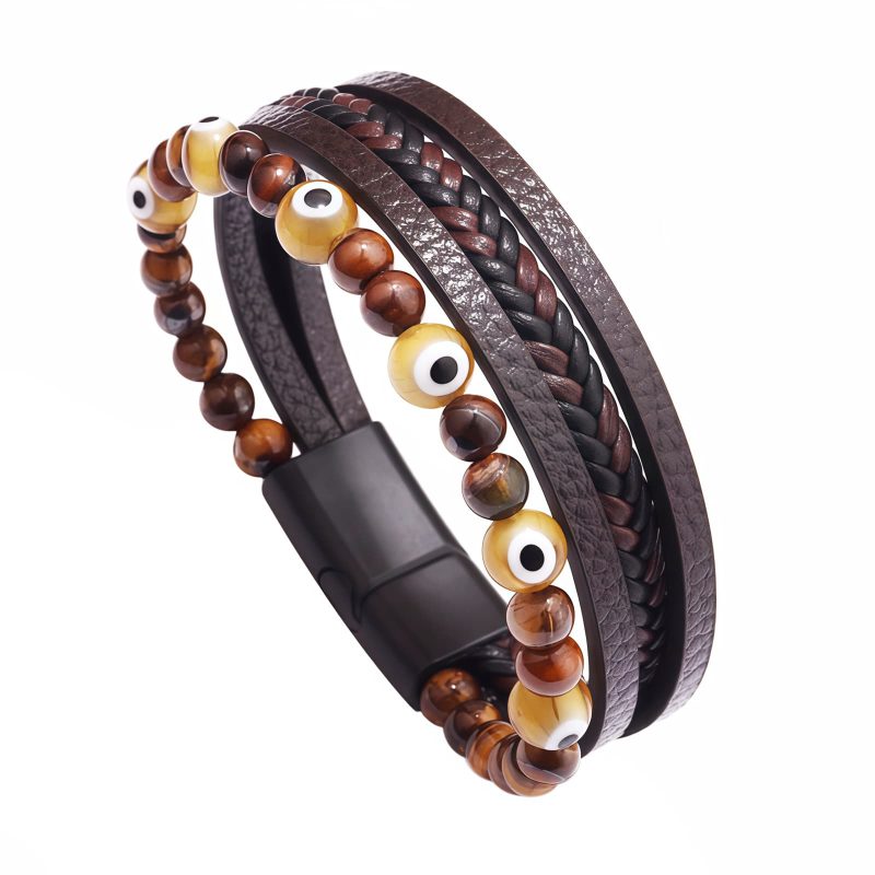 Pulseira de Proteção Olho Grego com Olho de Tigre Tiger Eye Evil Eye Protection Bracelet