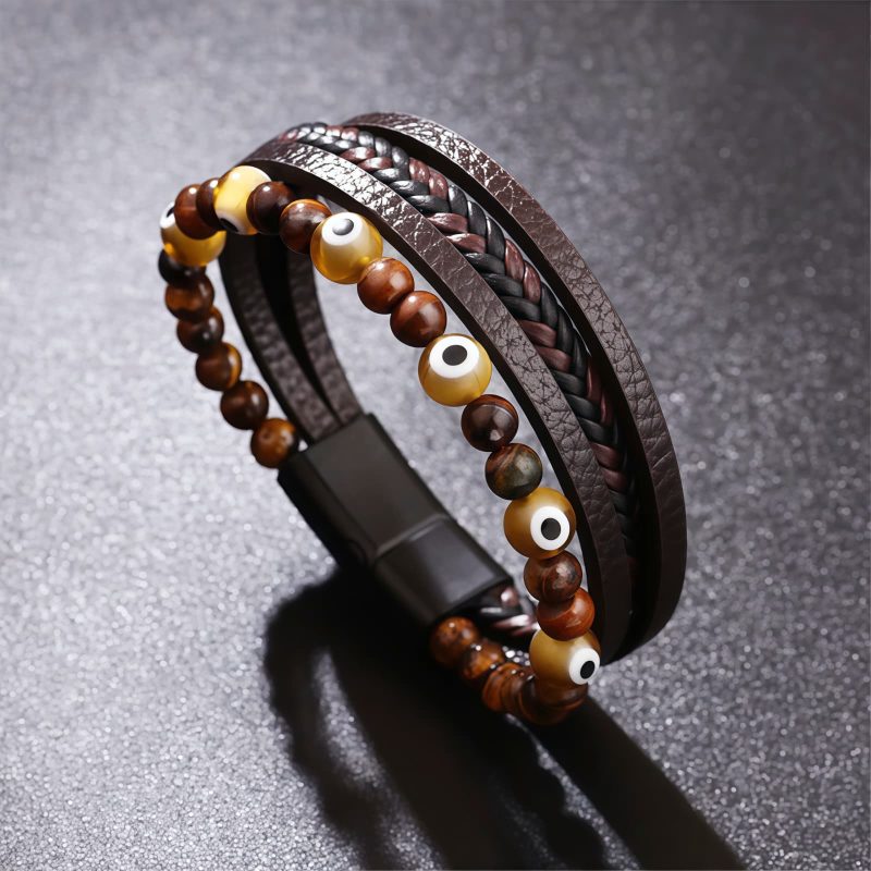 Pulseira de Proteção Olho Grego com Olho de Tigre Tiger Eye Evil Eye Protection Bracelet