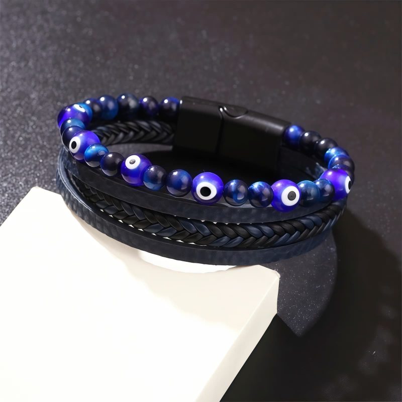 Pulseira de Proteção Olho Grego com Olho de Tigre Tiger Eye Evil Eye Protection Bracelet