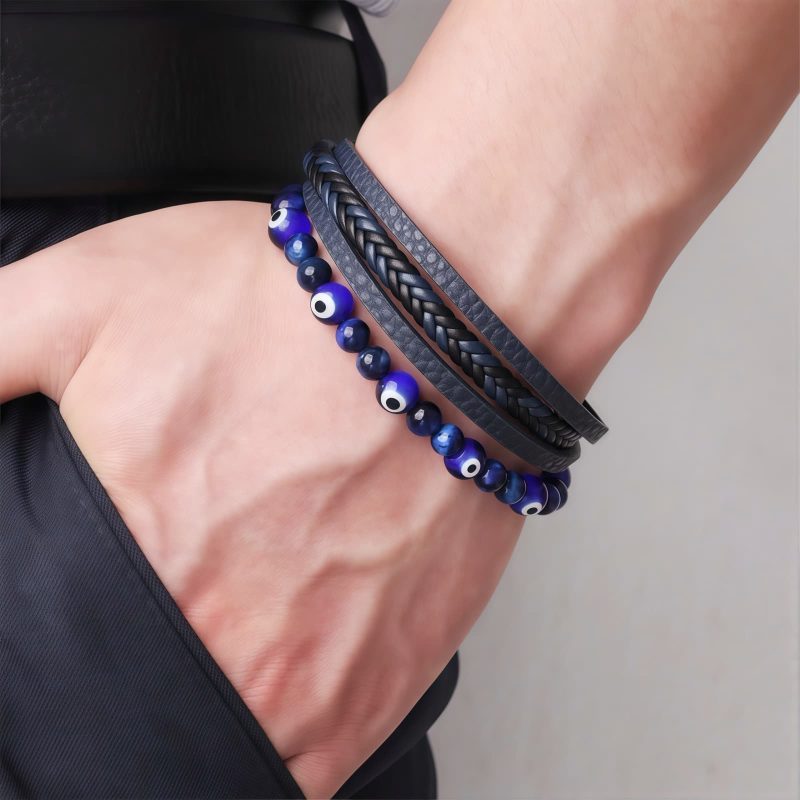 Pulseira de Proteção Olho Grego com Olho de Tigre Tiger Eye Evil Eye Protection Bracelet