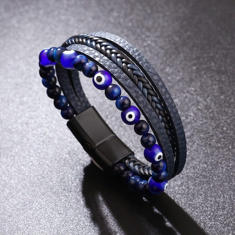 Pulseira de Proteção Olho Grego com Olho de Tigre Tiger Eye Evil Eye Protection Bracelet