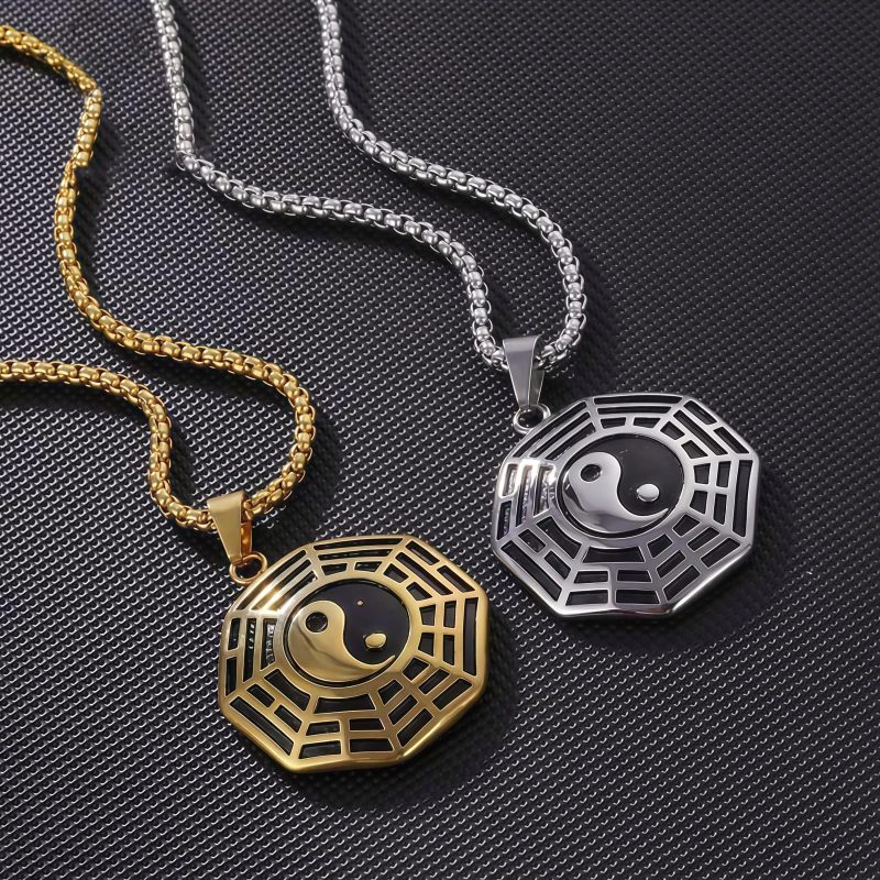 Collar de Equilibrio Yin Yang de Acero de Titanio Yin Yang Titanium Steel Balance Necklace
