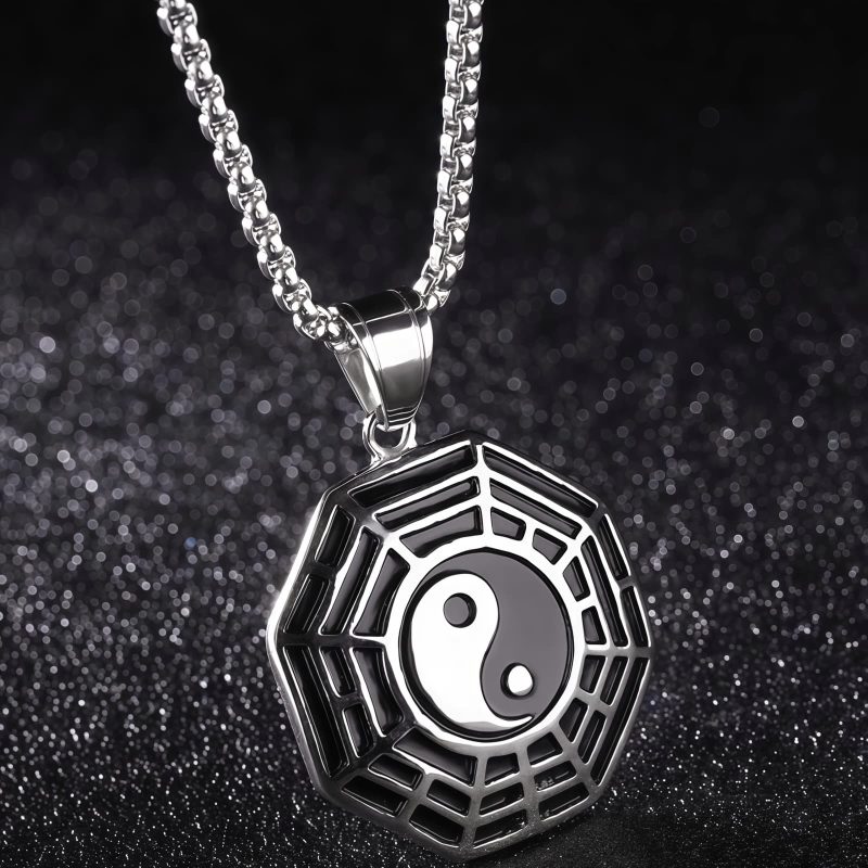 Collar de Equilibrio Yin Yang de Acero de Titanio Yin Yang Titanium Steel Balance Necklace