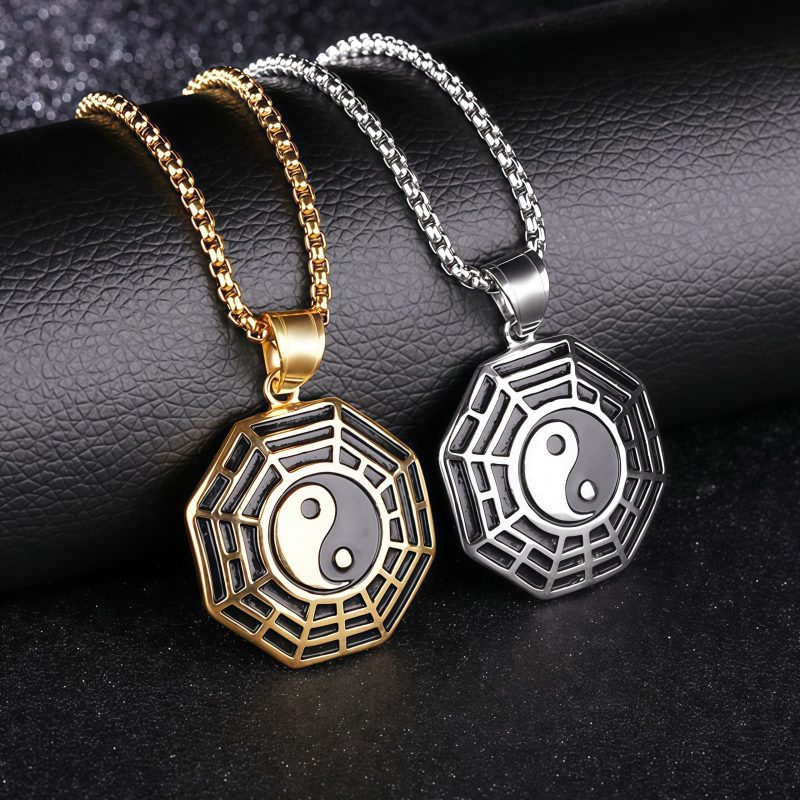Collar de Equilibrio Yin Yang de Acero de Titanio Yin Yang Titanium Steel Balance Necklace