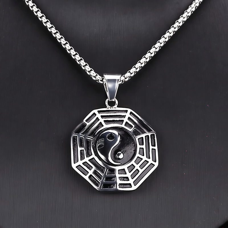 Collar de Equilibrio Yin Yang de Acero de Titanio Yin Yang Titanium Steel Balance Necklace