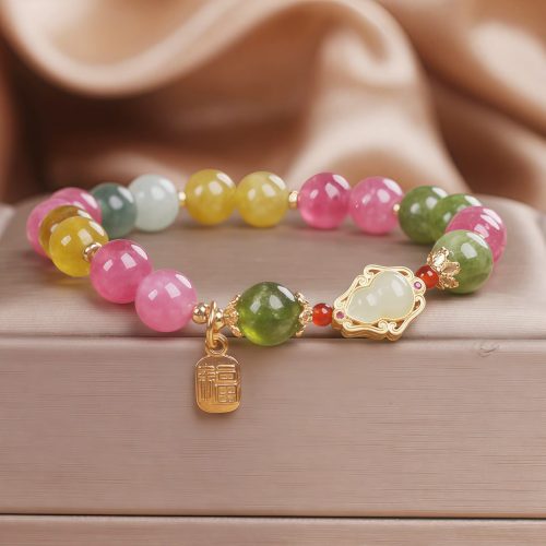 Pulsera del Amor con Caracter Chino Fu y Turmalina Pulsera del Amor con Caracter Chino Fu y Turmalina