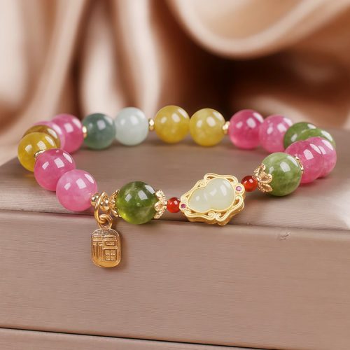 Pulsera del Amor con Caracter Chino Fu y Turmalina Pulsera del Amor con Caracter Chino Fu y Turmalina