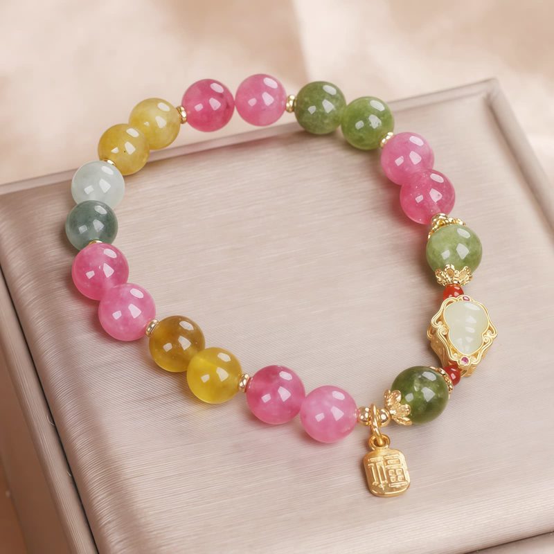 Pulseira de Amor com Caractere Fu de Turmalina Tourmaline Fu Character Love Bracelet