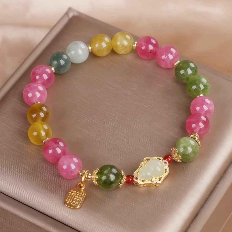 Pulseira de Amor com Caractere Fu de Turmalina Tourmaline Fu Character Love Bracelet