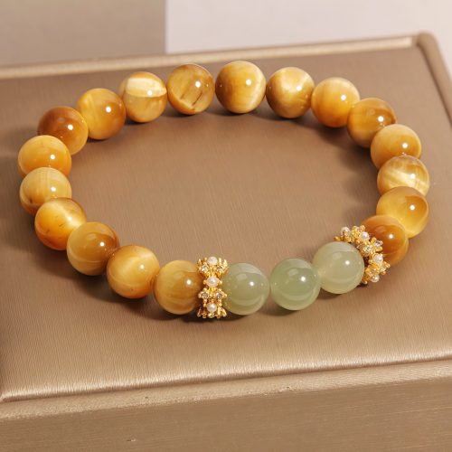 Pulsera Vintage de Ojo de Tigre y Jade para la Valentía Pulsera Vintage de Ojo de Tigre y Jade para la Valentía