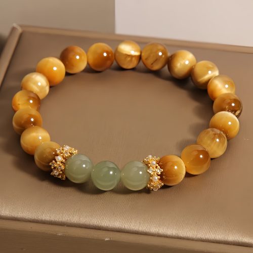 Pulsera Vintage de Ojo de Tigre y Jade para la Valentía Pulsera Vintage de Ojo de Tigre y Jade para la Valentía