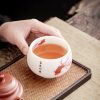 كوب شاي سيراميك أبيض مزخرف بأسماك الكوي White Ceramic Koi Fish Teacup