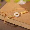 Pulseira de Jade Branco com Peixe Koi para Prosperidade White Jade Koi Fish Wealth Bracelet