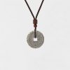 Collar con dije de Bagua Yin Yang chapado en plata Yin Yang Bagua Silver Plated Pendant Necklace
