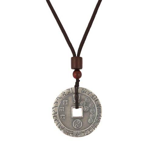 Collar con dije de Bagua Yin Yang chapado en plata Collar con dije de Bagua Yin Yang chapado en plata