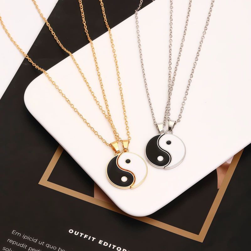 陰陽ヘマタイトカップルネックレス Yin Yang Hematite Couple Necklace
