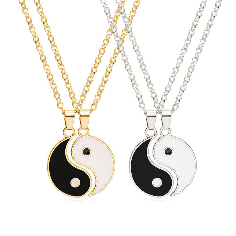 陰陽ヘマタイトカップルネックレス Yin Yang Hematite Couple Necklace