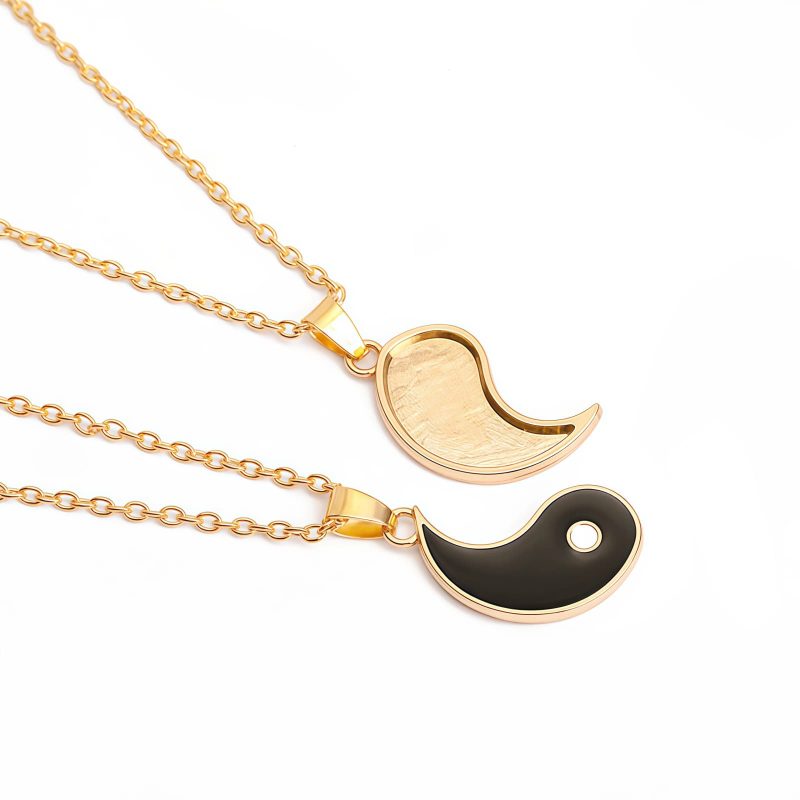 陰陽ヘマタイトカップルネックレス Yin Yang Hematite Couple Necklace