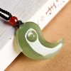 Collar de Protección Yin Yang de Jade Blanco y Cian Yin Yang White and Cyan Jade Protection Necklace