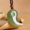 Collar de Protección Yin Yang de Jade Blanco y Cian Yin Yang White and Cyan Jade Protection Necklace