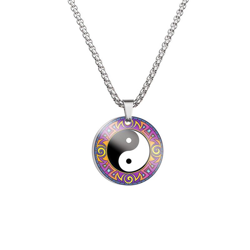 Collar con colgante de acero de titanio con diseño Yin Yang, pez Koi y dragón Yin Yang Koi Fish Dragon Titanium Steel Pendant Necklace