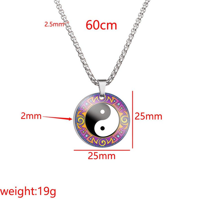 Collar con colgante de acero de titanio con diseño Yin Yang, pez Koi y dragón Yin Yang Koi Fish Dragon Titanium Steel Pendant Necklace