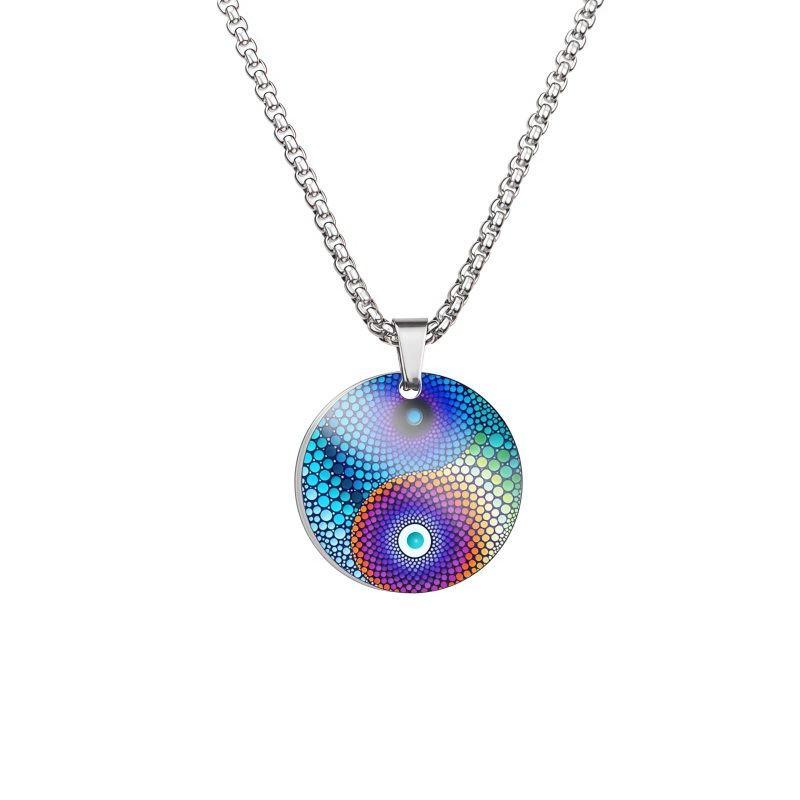 Collar con colgante de acero de titanio con diseño Yin Yang, pez Koi y dragón Yin Yang Koi Fish Dragon Titanium Steel Pendant Necklace