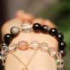 Pulsera de Cristal Yin Yang para Parejas con Obsidiana de Brillo Plateado Yin Yang Crystal Couple Bracelet with Silver Sheen Obsidian