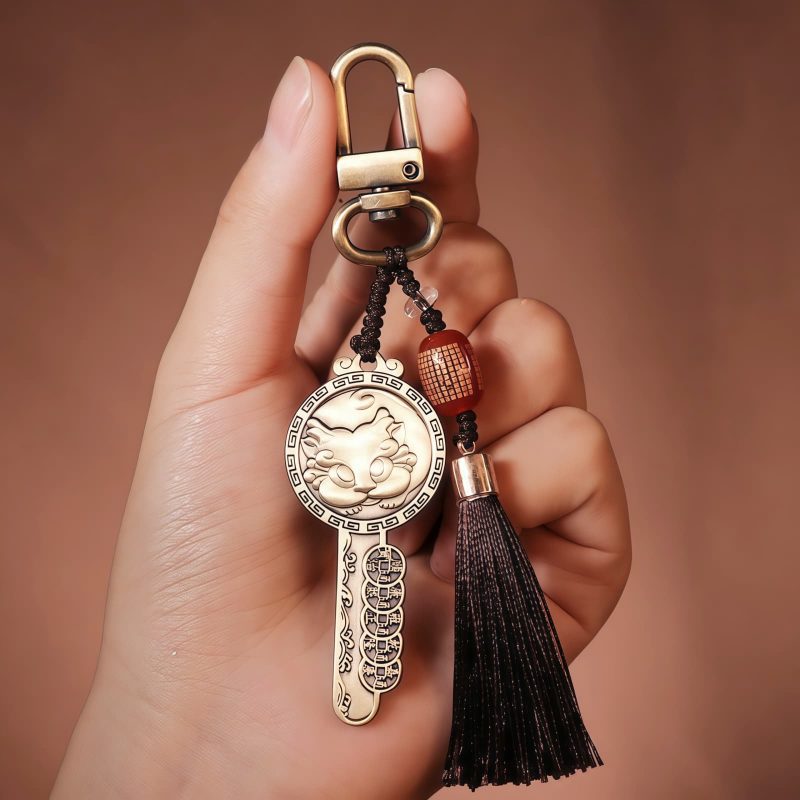 Llave de Cobre PiXiu Yin Yang Yin Yang PiXiu Copper Key Chain