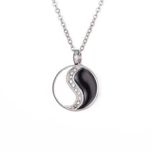 Collar con colgante de armonía Yin Yang de acero de titanio Collar con colgante de armonía Yin Yang de acero de titanio