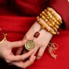 سوار يد من خرز مالا 108 حبة من عين النمر مع شرابة دورجي 108 Mala Beads Tiger Eye Dorje Tassel Bracelet