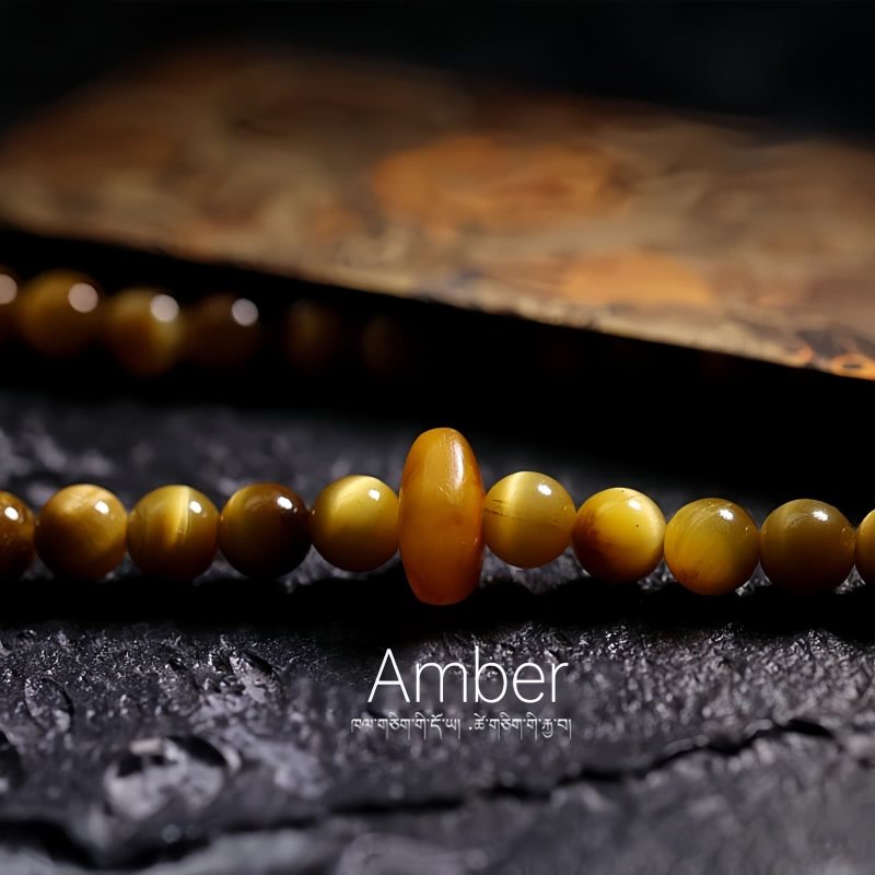 سوار يد من خرز مالا 108 حبة من عين النمر مع شرابة دورجي 108 Mala Beads Tiger Eye Dorje Tassel Bracelet