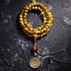 سوار يد من خرز مالا 108 حبة من عين النمر مع شرابة دورجي 108 Mala Beads Tiger Eye Dorje Tassel Bracelet
